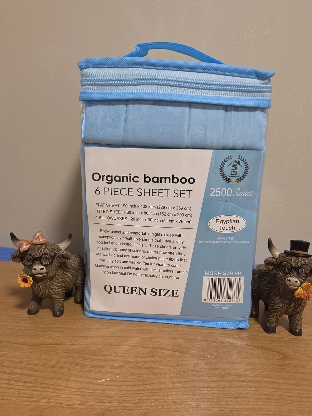 Oganic Bamboo Queen Sheet Set - Sky Blue